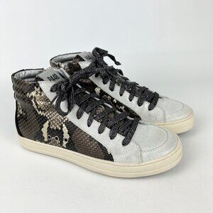 P448 Womens Skate High Top Sneakers Python Brown Snakeskin Glitter size 37 US 7